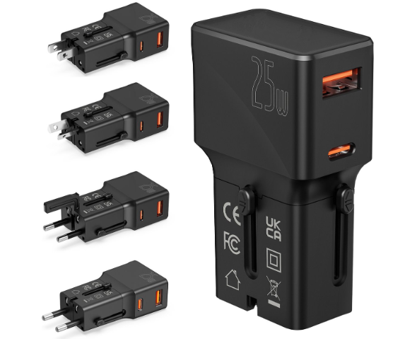 Universal Travel Adapter 25W – All-in-One Worldwide Travel Plug Adapter